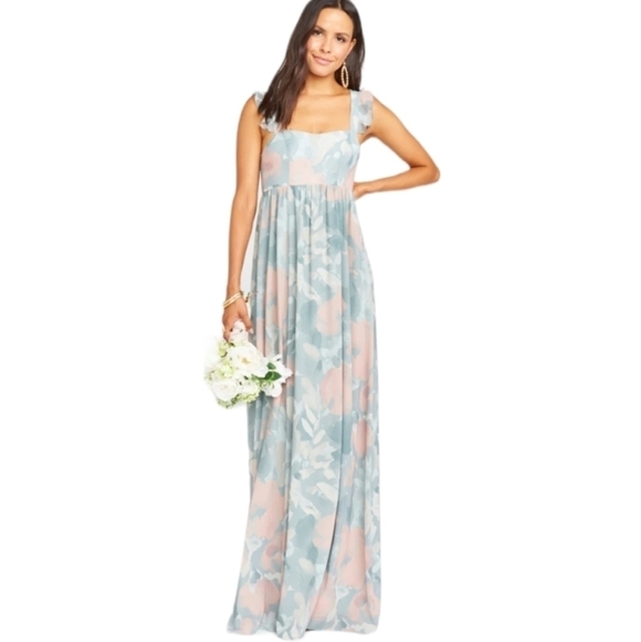 Show me your Mumu NWT June Maxi Dress Sage I Do Floral Green Blush - Picture 1 of 16